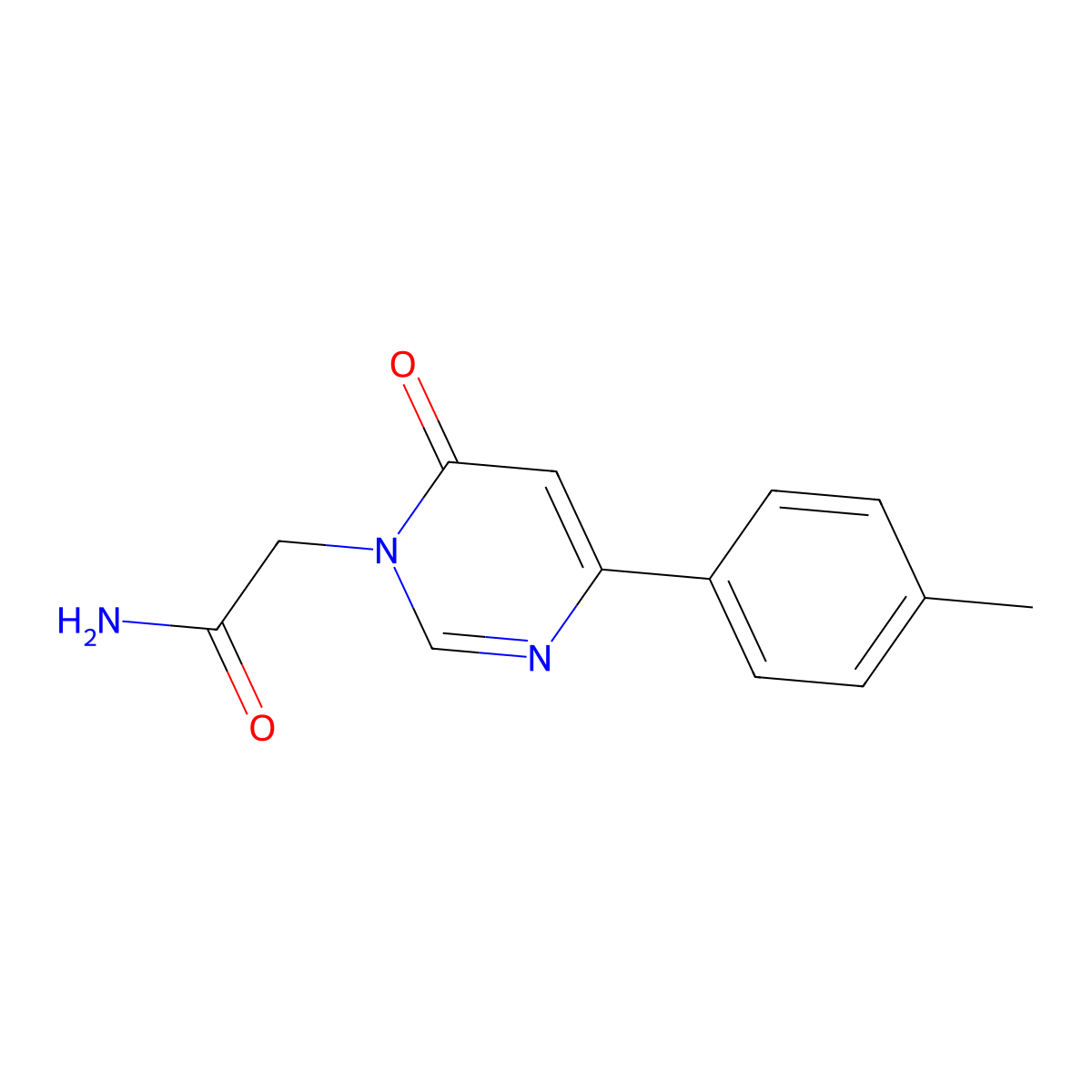 2-(6-oxo-4-(p-tolyl)pyrimidin-1(6H)-yl)acetamide molecular structure, CAS 1206998-21-1