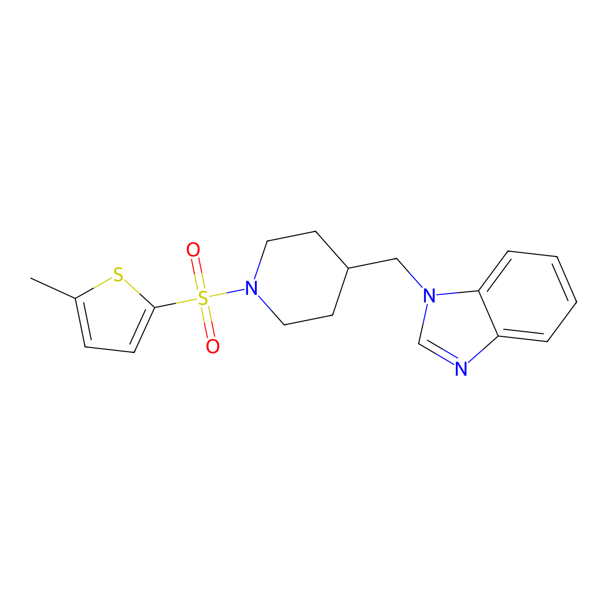 1-((1-((5-methylthiophen-2-yl)sulfonyl)piperidin-4-yl)methyl)-1H-benzo[d]imidazole molecular structure, CAS 1206998-24-4