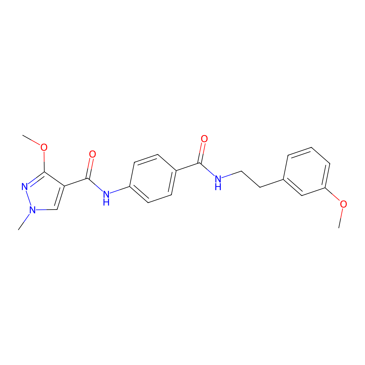 3-methoxy-N-(4-((3-methoxyphenethyl)carbamoyl)phenyl)-1-methyl-1H-pyrazole-4-carboxamide molecular structure, CAS 1206998-28-8