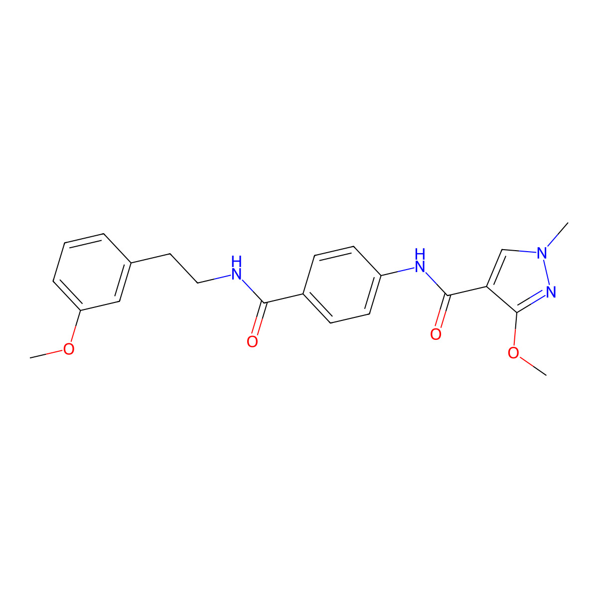 3-methoxy-N-(4-((3-methoxyphenethyl)carbamoyl)phenyl)-1-methyl-1H-pyrazole-4-carboxamide molecular structure, CAS 1206998-28-8