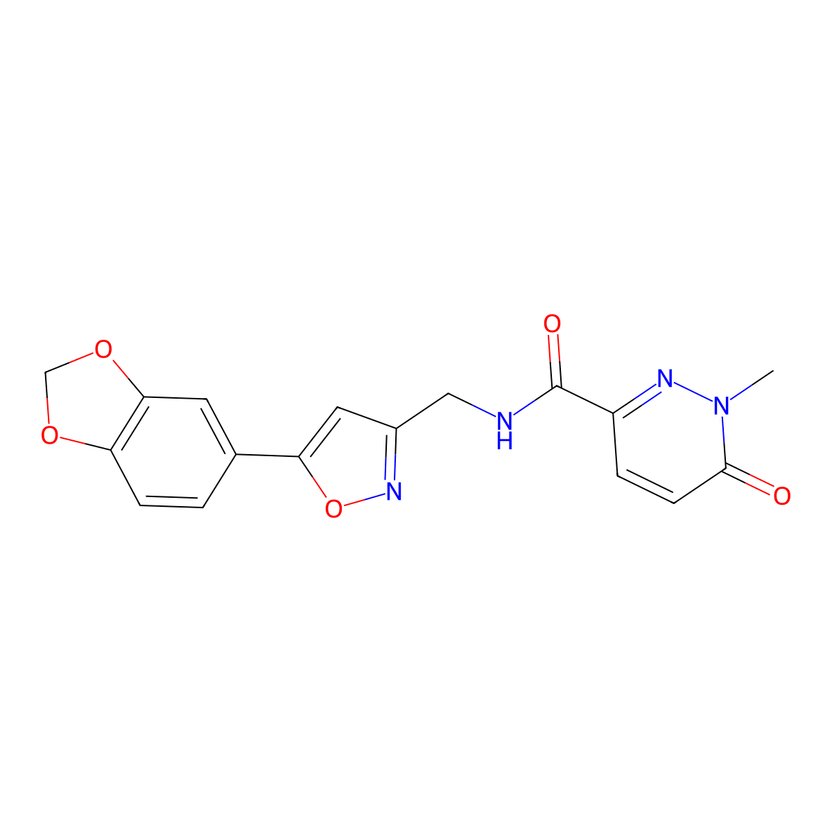 N-((5-(benzo[d][1,3]dioxol-5-yl)isoxazol-3-yl)methyl)-1-methyl-6-oxo-1,6-dihydropyridazine-3-carboxamide molecular structure, CAS 1206998-39-1