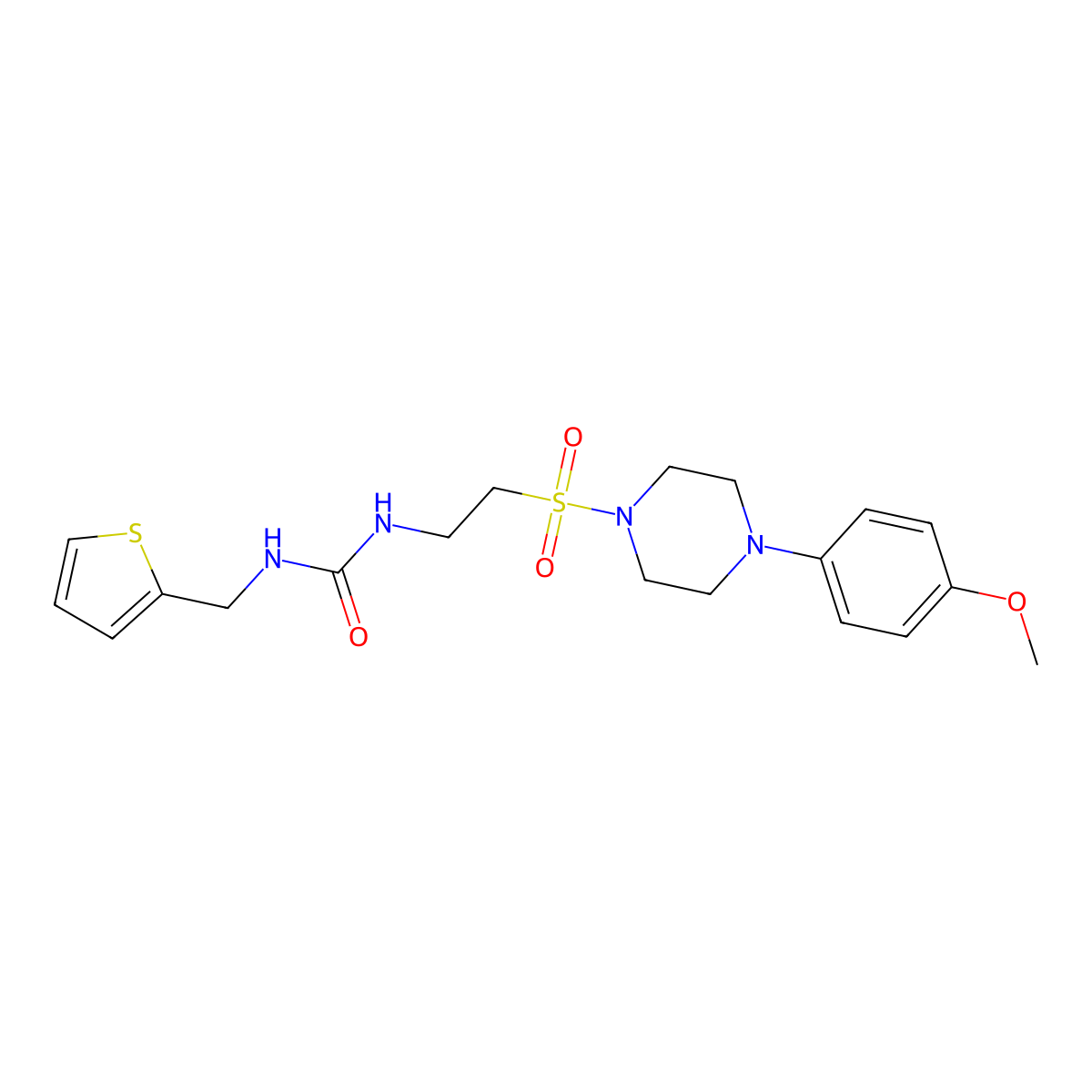 1-(2-((4-(4-Methoxyphenyl)piperazin-1-yl)sulfonyl)ethyl)-3-(thiophen-2-ylmethyl)urea molecular structure, CAS 1206998-40-4