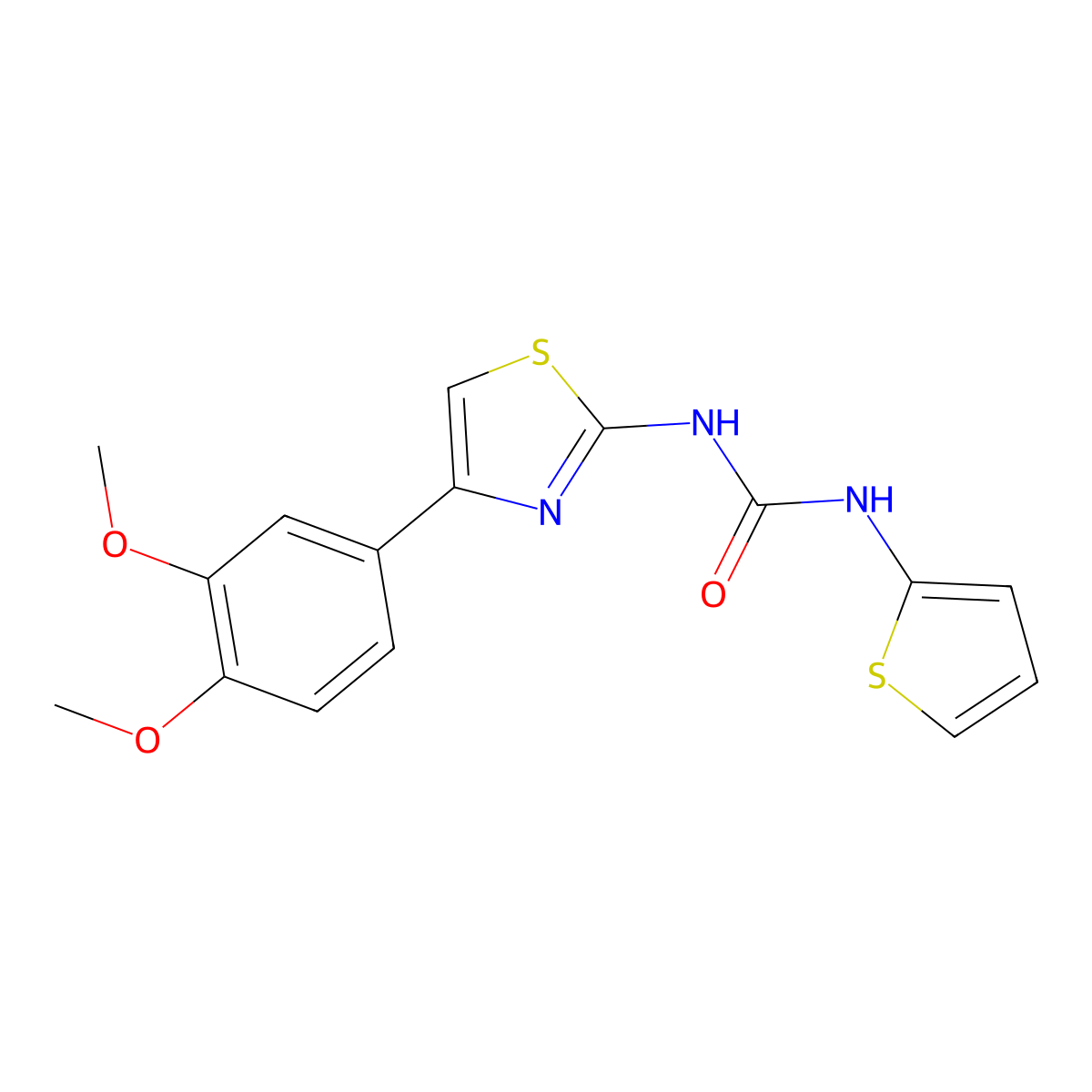 1-(4-(3,4-Dimethoxyphenyl)thiazol-2-yl)-3-(thiophen-2-yl)urea molecular structure, CAS 1206998-47-1