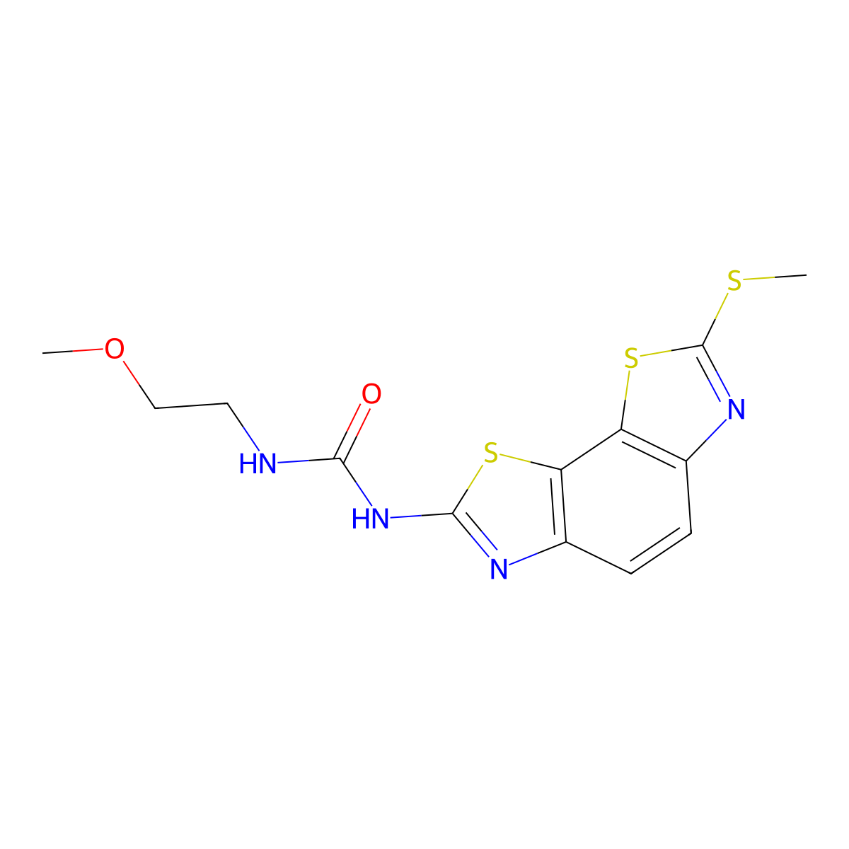 1-(2-Methoxyethyl)-3-(7-(methylthio)benzo[1,2-d:4,3-d']bis(thiazole)-2-yl)urea molecular structure, CAS 1206998-54-0