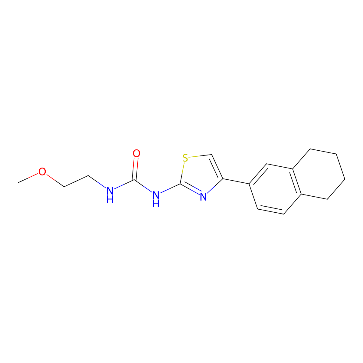 1-(2-Methoxyethyl)-3-(4-(5,6,7,8-tetrahydronaphthalen-2-yl)thiazol-2-yl)urea molecular structure, CAS 1206998-56-2