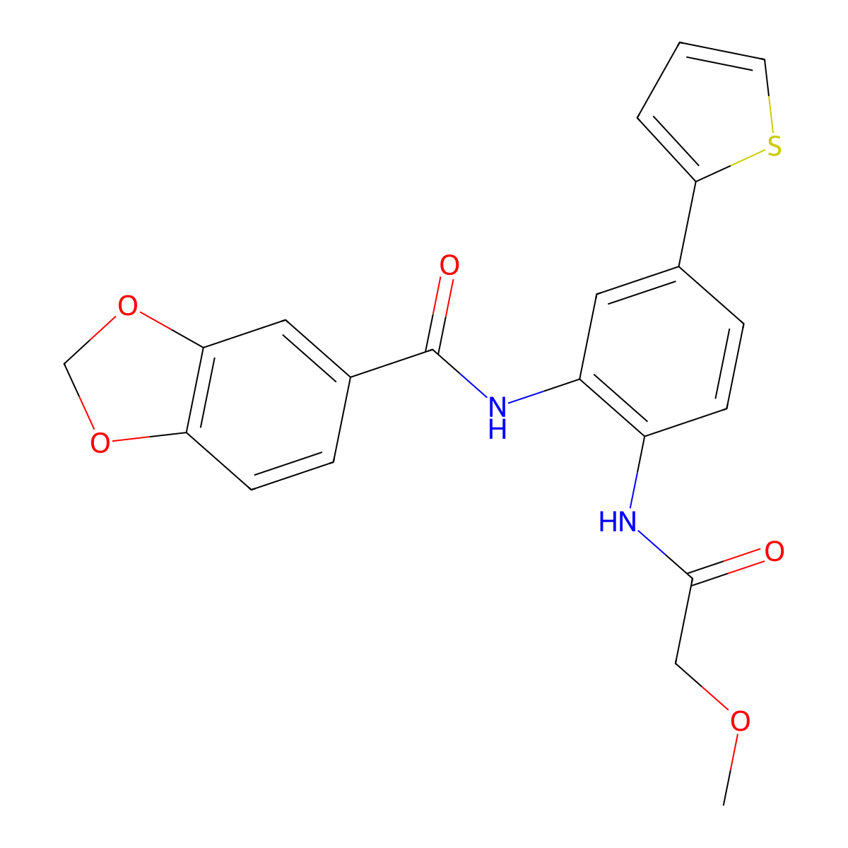N-[2-(2-methoxyacetamido)-5-(thiophen-2-yl)phenyl]-2H-1,3-benzodioxole-5-carboxamide molecular structure, CAS 1206998-66-4