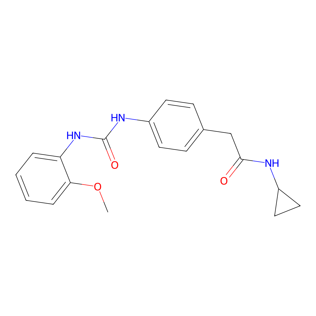 N-cyclopropyl-2-(4-(3-(2-methoxyphenyl)ureido)phenyl)acetamide molecular structure, CAS 1206998-80-2