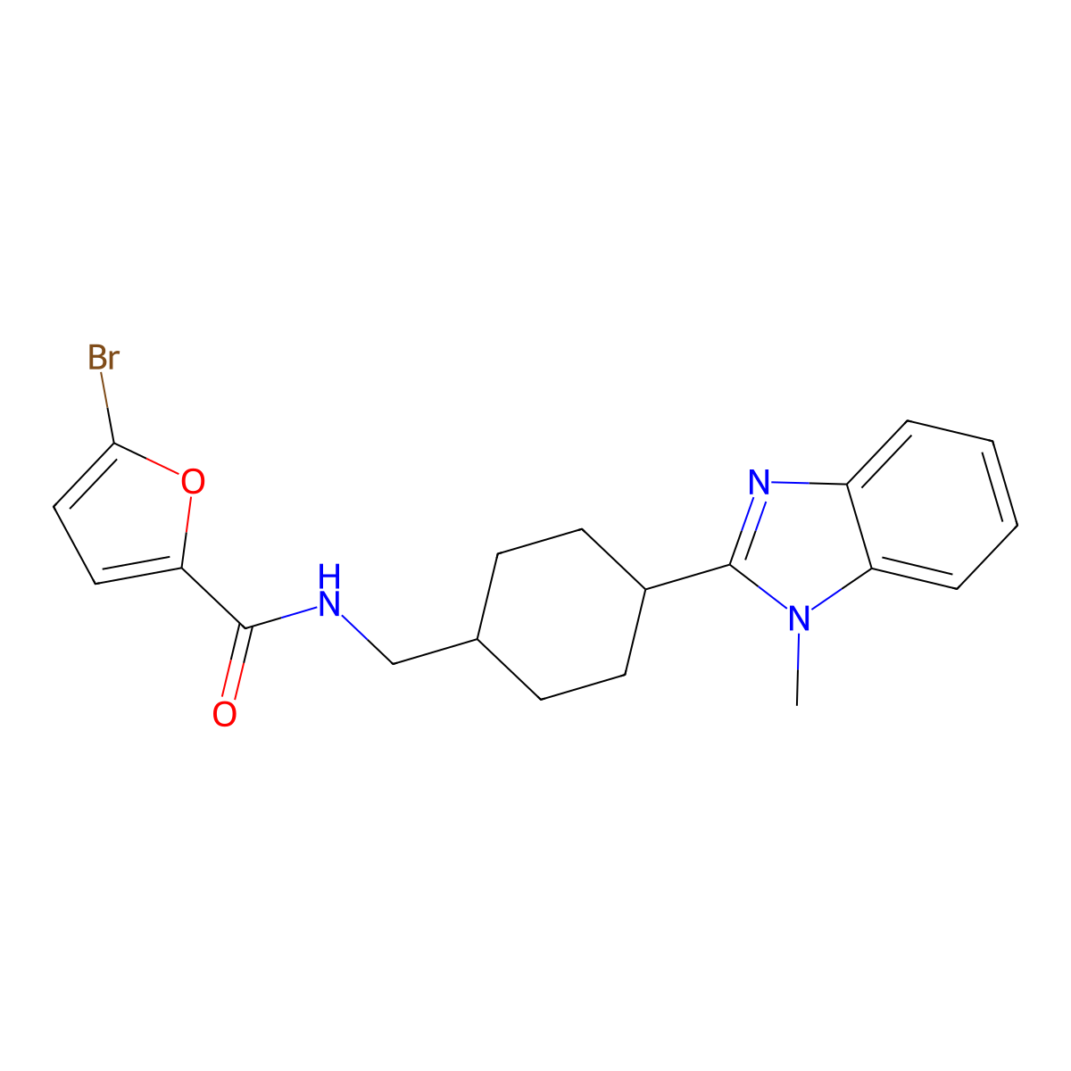 5-bromo-N-((4-(1-methyl-1H-benzo[d]imidazol-2-yl)cyclohexyl)methyl)furan-2-carboxamide molecular structure, CAS 1206998-85-7