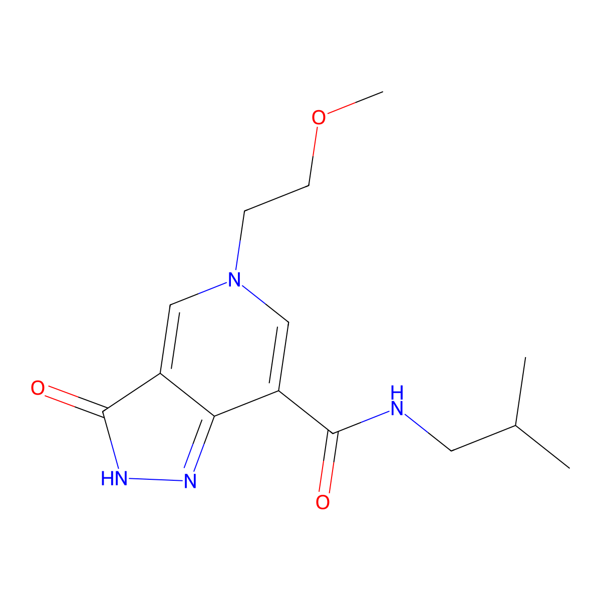 N-isobutyl-5-(2-methoxyethyl)-3-oxo-3,5-dihydro-2H-pyrazolo[4,3-c]pyridine-7-carboxamide molecular structure, CAS 1206998-86-8