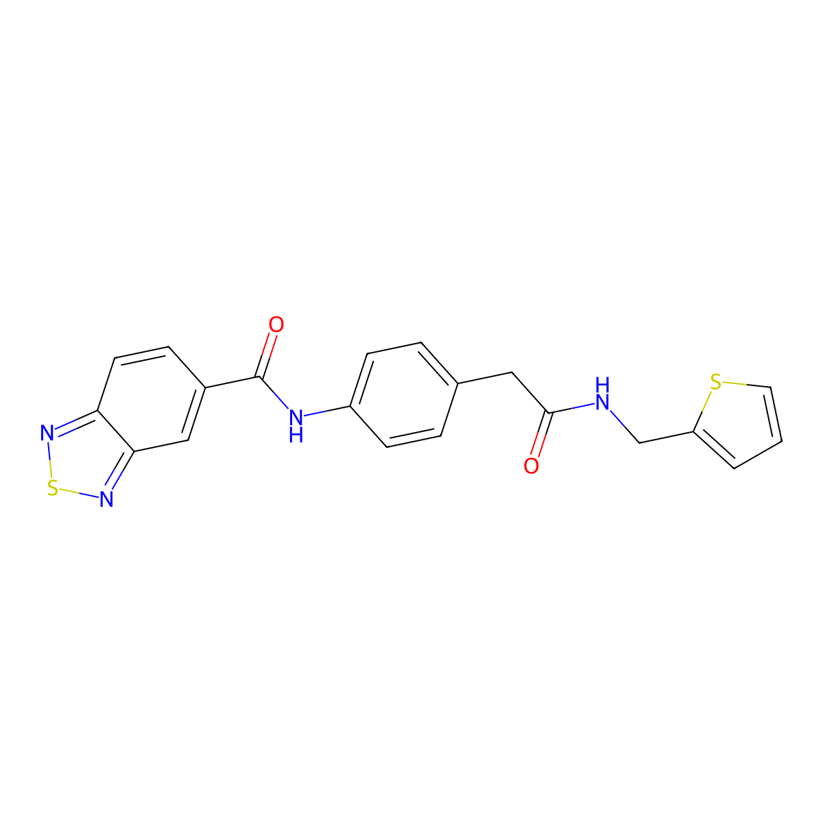 N-(4-(2-oxo-2-((thiophen-2-ylmethyl)amino)ethyl)phenyl)benzo[c][1,2,5]thiadiazole-5-carboxamide molecular structure, CAS 1206998-87-9