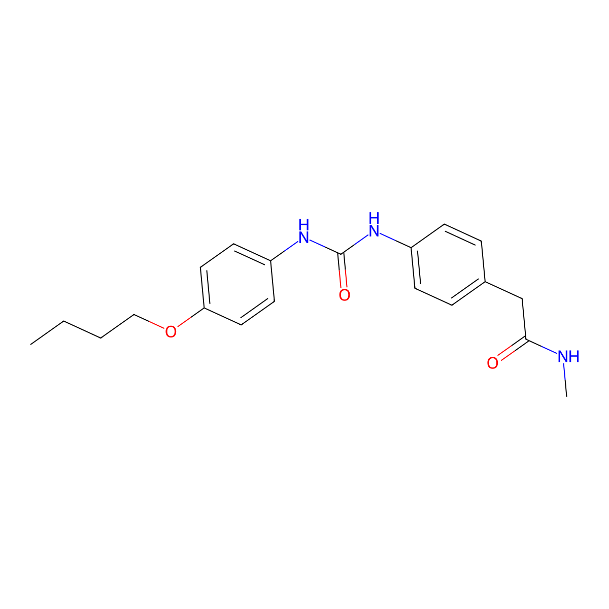 2-(4-(3-(4-butoxyphenyl)ureido)phenyl)-N-methylacetamide molecular structure, CAS 1206998-89-1