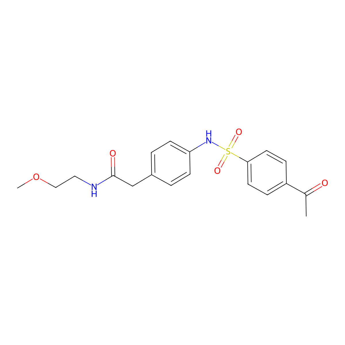 2-[4-(4-acetylbenzenesulfonamido)phenyl]-N-(2-methoxyethyl)acetamide molecular structure, CAS 1206998-92-6