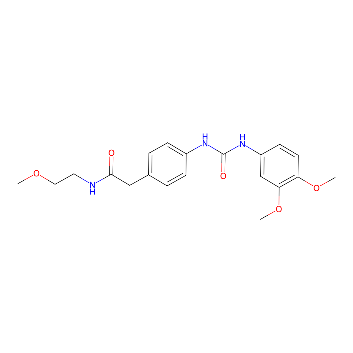 2-(4-(3-(3,4-dimethoxyphenyl)ureido)phenyl)-N-(2-methoxyethyl)acetamide molecular structure, CAS 1206998-99-3