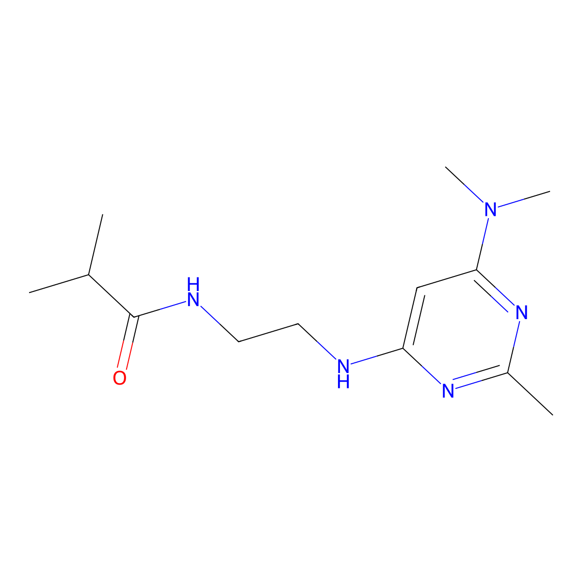 N-(2-((6-(dimethylamino)-2-methylpyrimidin-4-yl)amino)ethyl)isobutyramide molecular structure, CAS 1206999-10-1