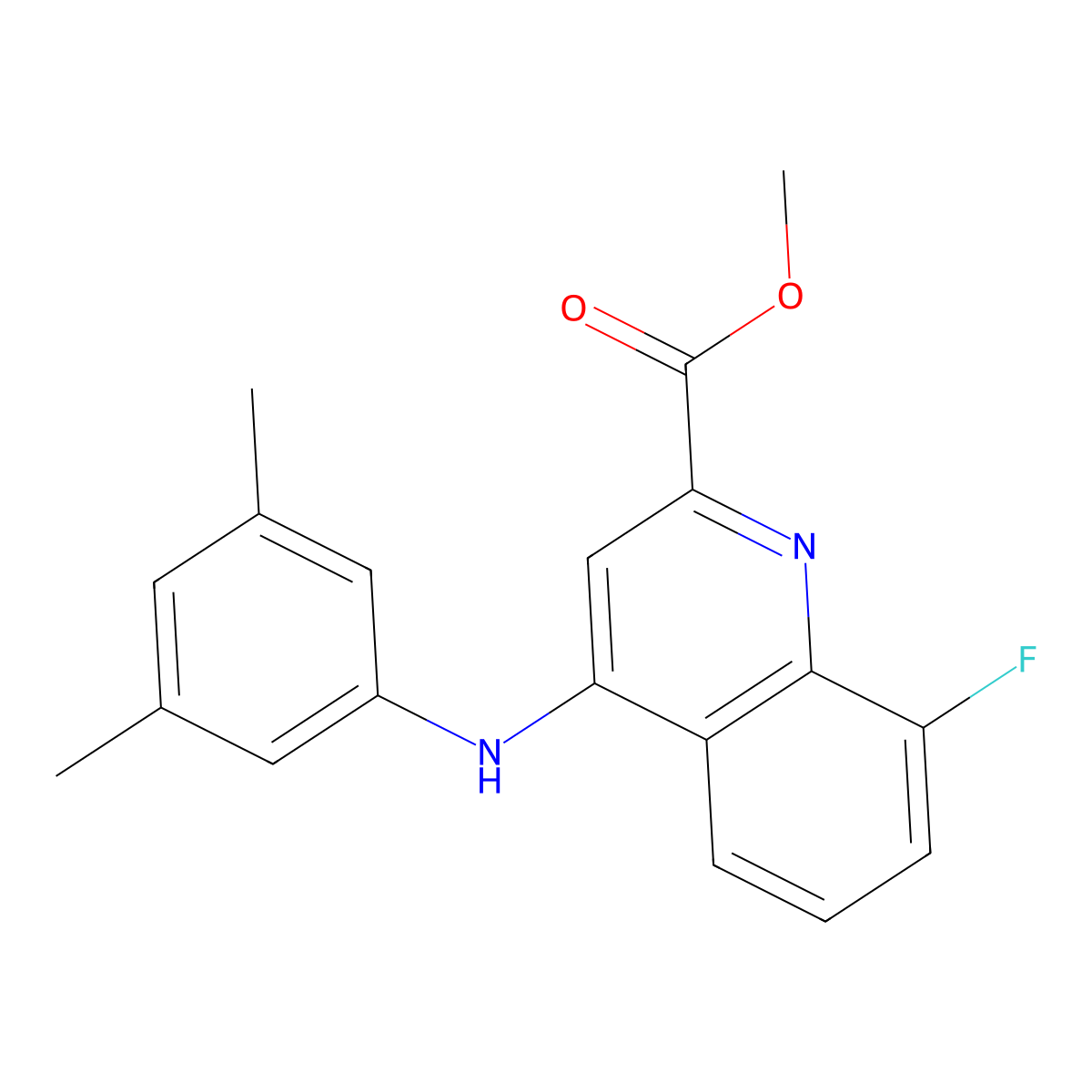 Methyl 4-[(3,5-dimethylphenyl)amino]-8-fluoroquinoline-2-carboxylate molecular structure, CAS 1206999-12-3