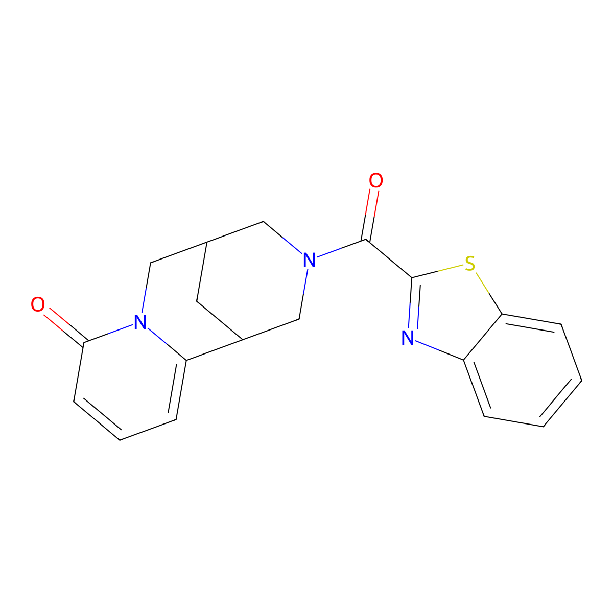 3-(benzo[d]thiazole-2-carbonyl)-3,4,5,6-tetrahydro-1H-1,5-methanopyrido[1,2-a][1,5]diazocin-8(2H)-one molecular structure, CAS 1206999-15-6