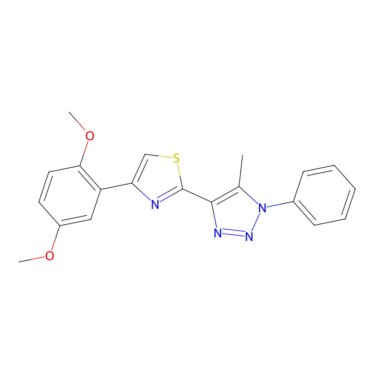 4-[4-(2,5-dimethoxyphenyl)-1,3-thiazol-2-yl]-5-methyl-1-phenyl-1H-1,2,3-triazole molecular structure, CAS 1206999-16-7