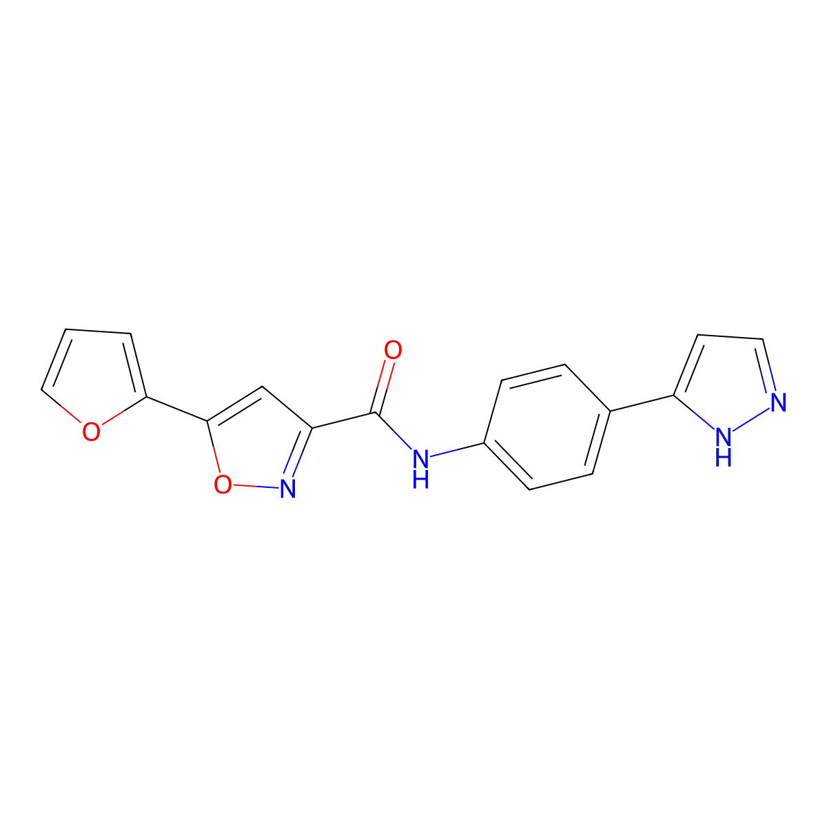 N-(4-(1H-pyrazol-3-yl)phenyl)-5-(furan-2-yl)isoxazole-3-carboxamide molecular structure, CAS 1206999-18-9