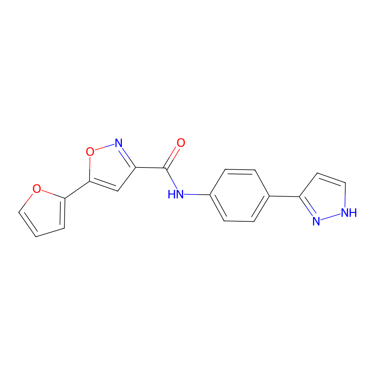 N-(4-(1H-pyrazol-3-yl)phenyl)-5-(furan-2-yl)isoxazole-3-carboxamide molecular structure, CAS 1206999-18-9