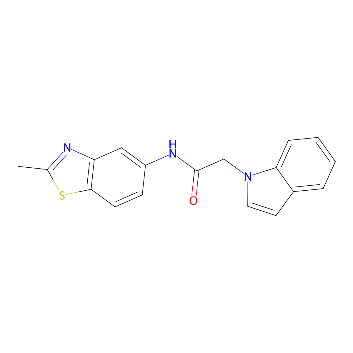 2-(1H-indol-1-yl)-N-(2-methylbenzo[d]thiazol-5-yl)acetamide molecular structure, CAS 1206999-22-5