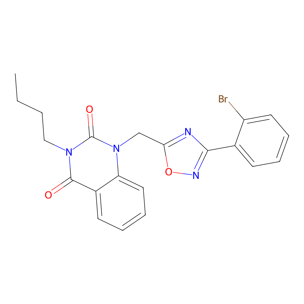 1-((3-(2-bromophenyl)-1,2,4-oxadiazol-5-yl)methyl)-3-butylquinazoline-2,4(1H,3H)-dione molecular structure, CAS 1206999-25-8
