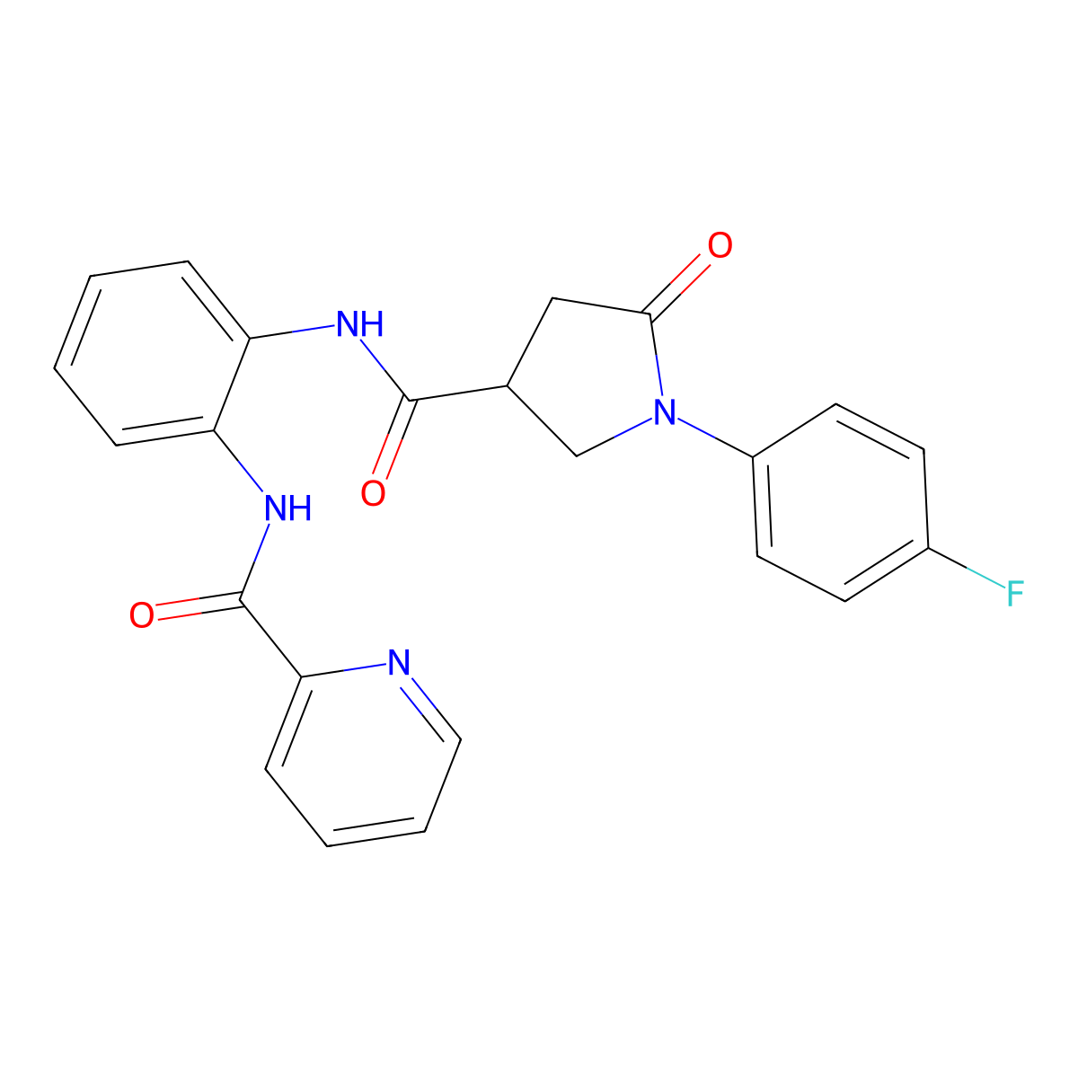 N-(2-(1-(4-fluorophenyl)-5-oxopyrrolidine-3-carboxamido)phenyl)picolinamide molecular structure, CAS 1206999-26-9