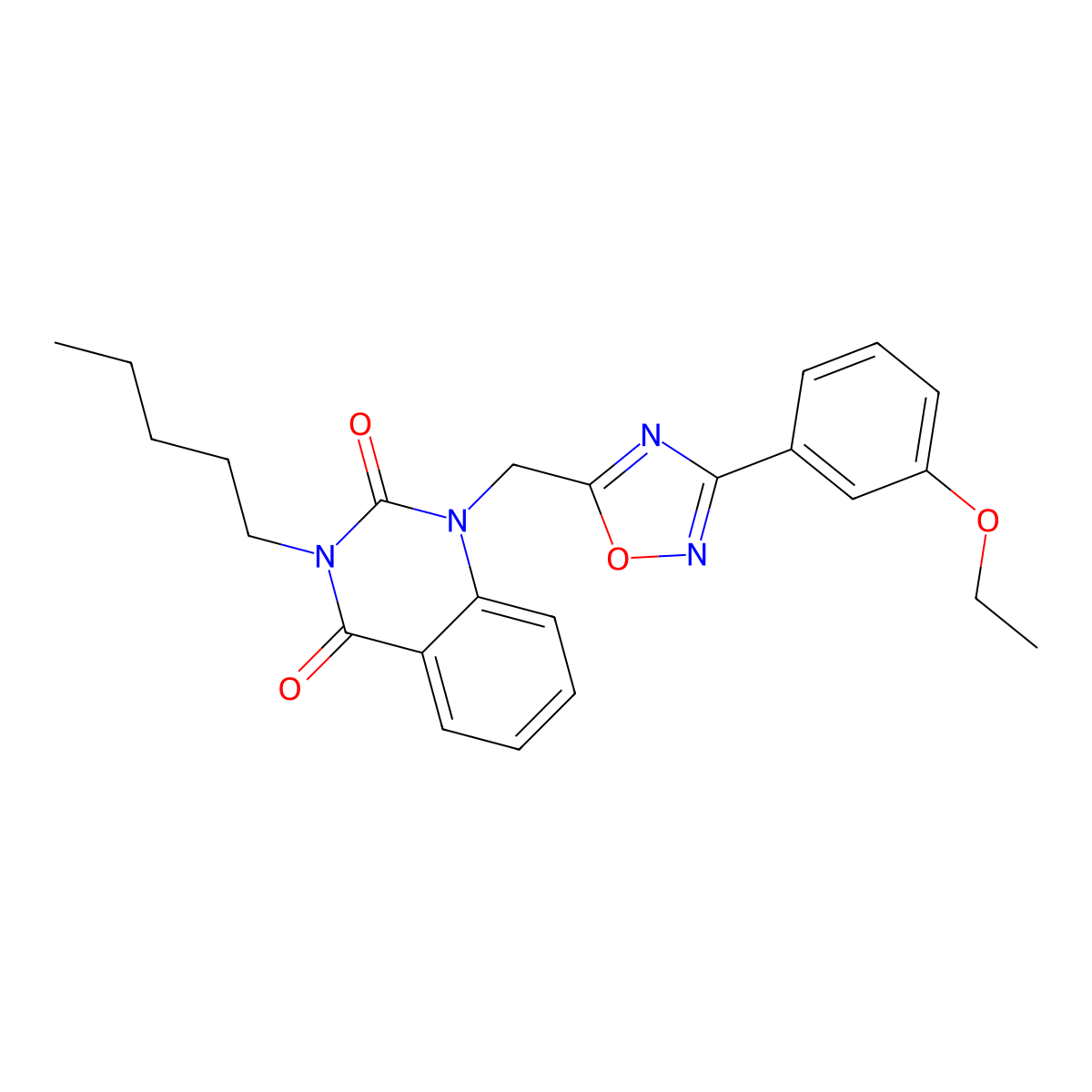 1-((3-(3-ethoxyphenyl)-1,2,4-oxadiazol-5-yl)methyl)-3-pentylquinazoline-2,4(1H,3H)-dione molecular structure, CAS 1206999-28-1