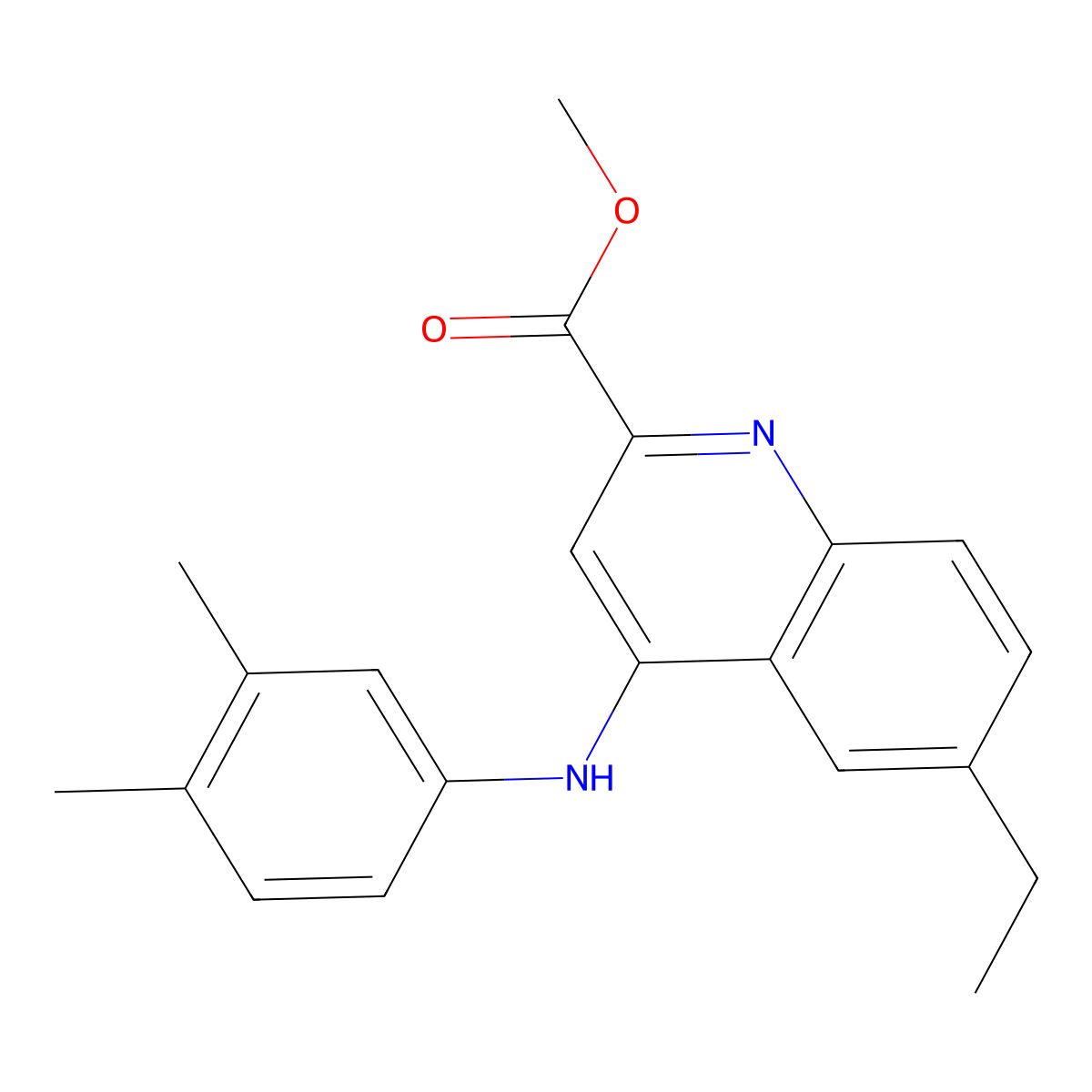 Methyl 4-[(3,4-dimethylphenyl)amino]-6-ethylquinoline-2-carboxylate molecular structure, CAS 1206999-41-8
