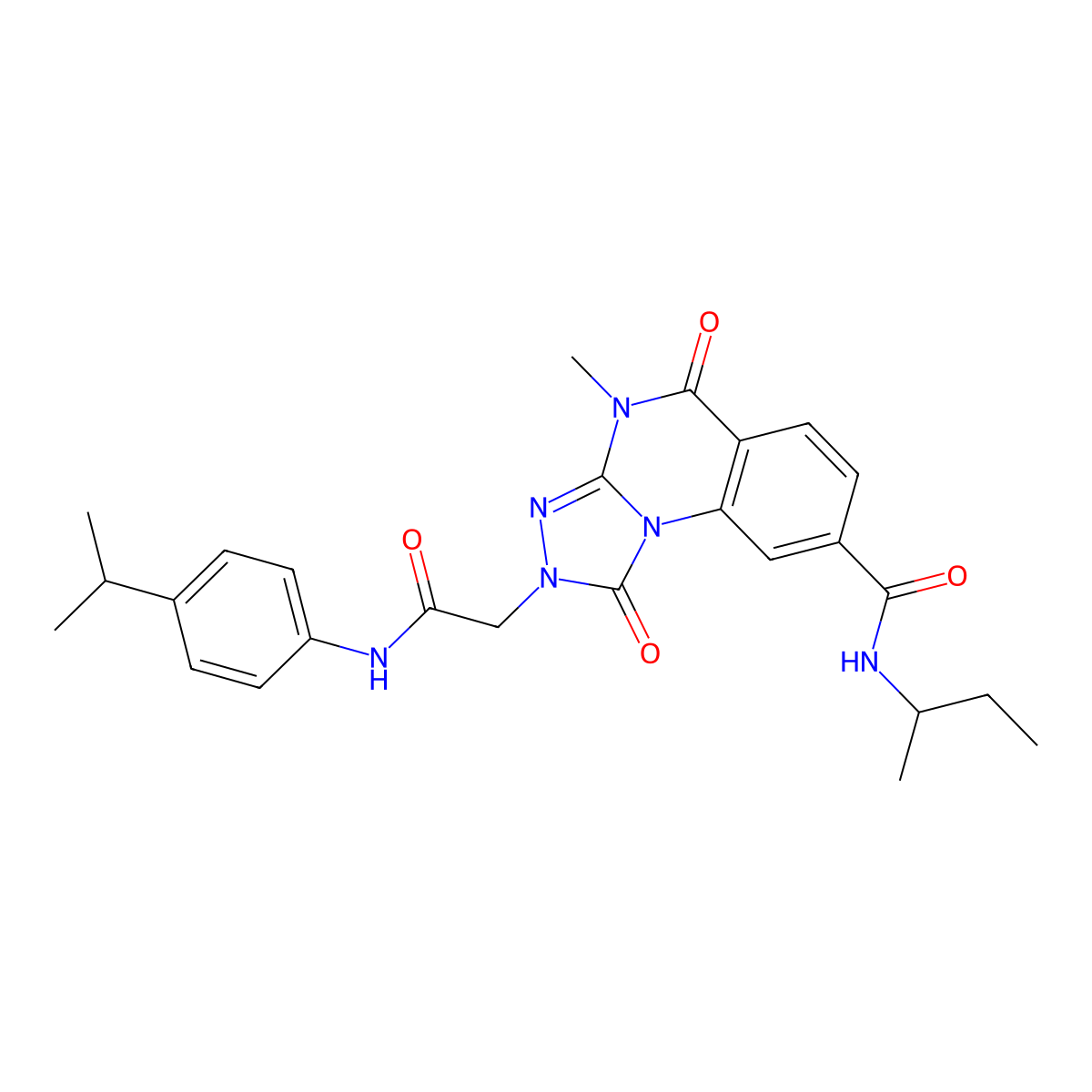 N-(sec-butyl)-2-(2-((4-isopropylphenyl)amino)-2-oxoethyl)-4-methyl-1,5-dioxo-1,2,4,5-tetrahydro-[1,2,4]triazolo[4,3-a]quinazoline-8-carboxamide molecular structure, CAS 1206999-42-9