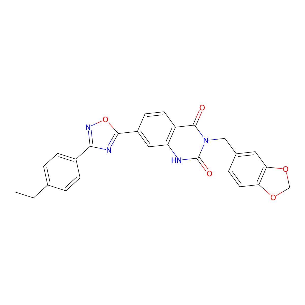 3-[(2H-1,3-benzodioxol-5-yl)methyl]-7-[3-(4-ethylphenyl)-1,2,4-oxadiazol-5-yl]-1,2,3,4-tetrahydroquinazoline-2,4-dione molecular structure, CAS 1206999-45-2