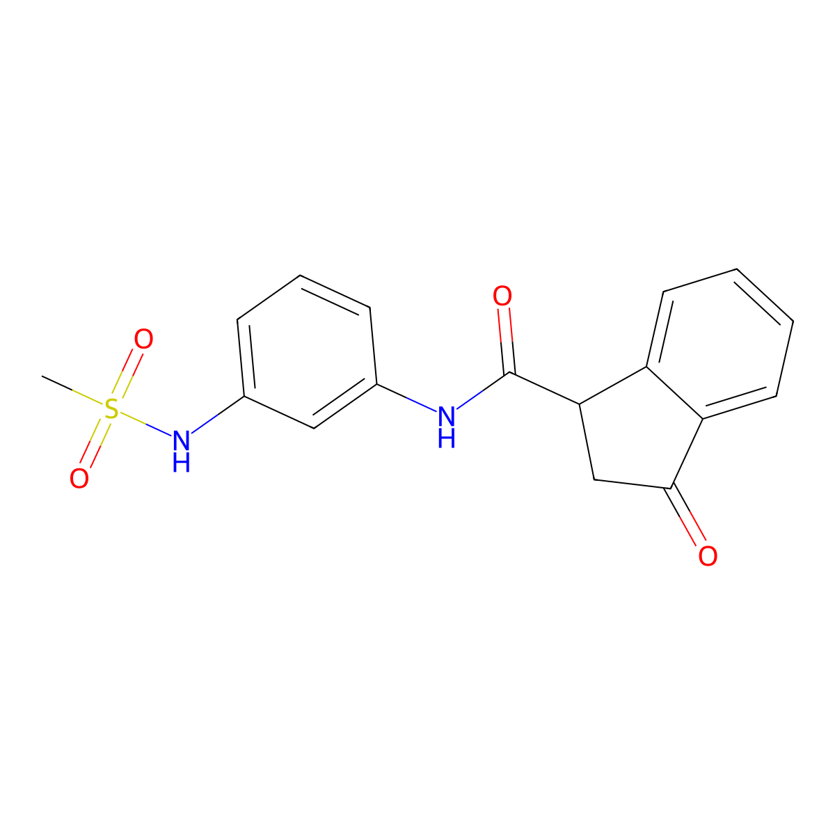 N-(3-methanesulfonamidophenyl)-3-oxo-2,3-dihydro-1H-indene-1-carboxamide molecular structure, CAS 1206999-52-1