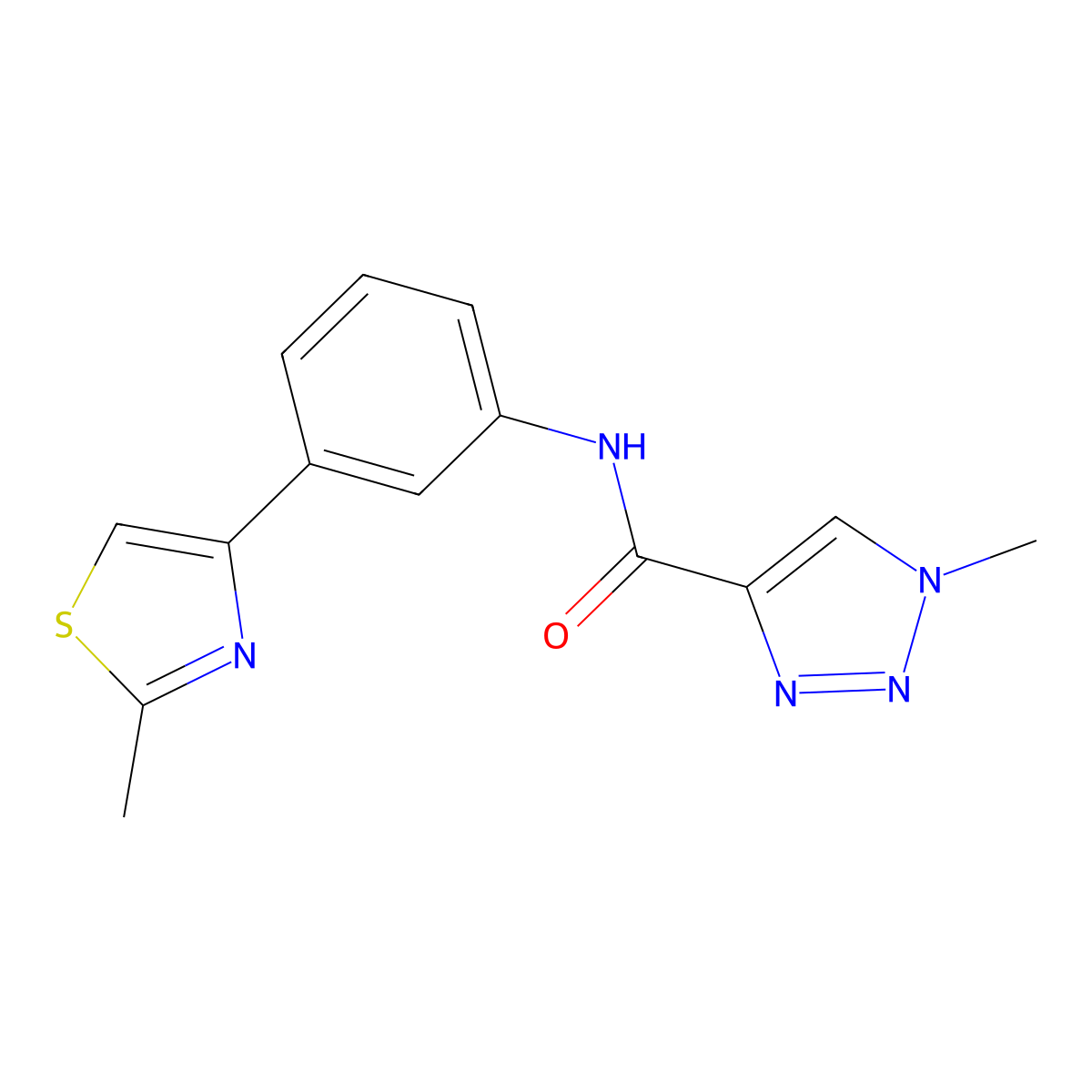 1-methyl-N-(3-(2-methylthiazol-4-yl)phenyl)-1H-1,2,3-triazole-4-carboxamide molecular structure, CAS 1206999-53-2