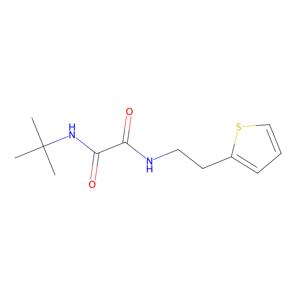 N1-(tert-butyl)-N2-(2-(thiophen-2-yl)ethyl)oxalamide molecular structure, CAS 1206999-56-5