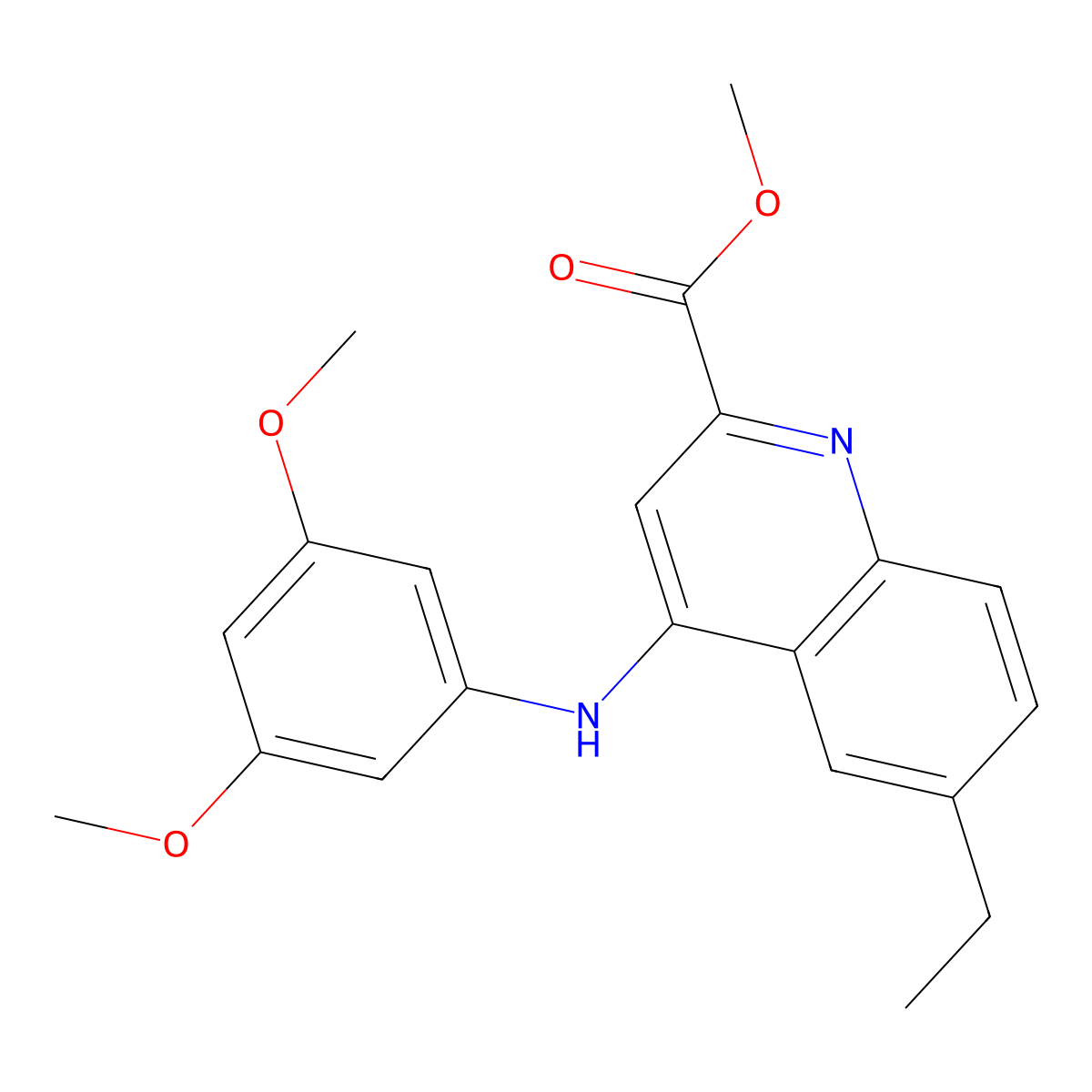Methyl 4-[(3,5-dimethoxyphenyl)amino]-6-ethylquinoline-2-carboxylate molecular structure, CAS 1206999-58-7