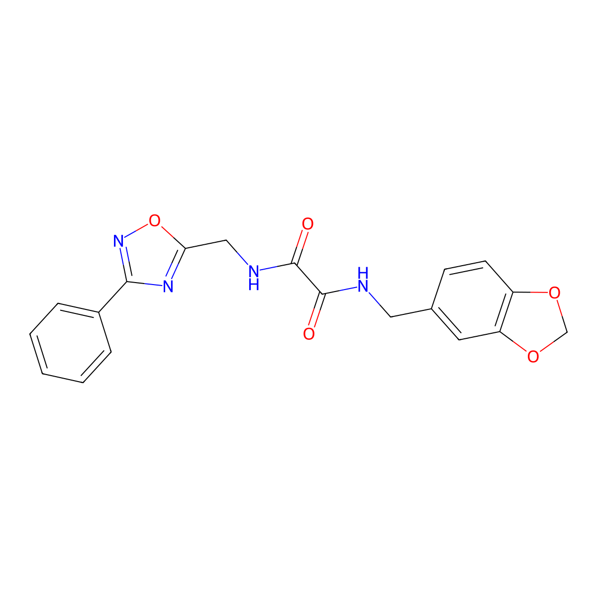 N1-(benzo[d][1,3]dioxol-5-ylmethyl)-N2-((3-phenyl-1,2,4-oxadiazol-5-yl)methyl)oxalamide molecular structure, CAS 1206999-61-2