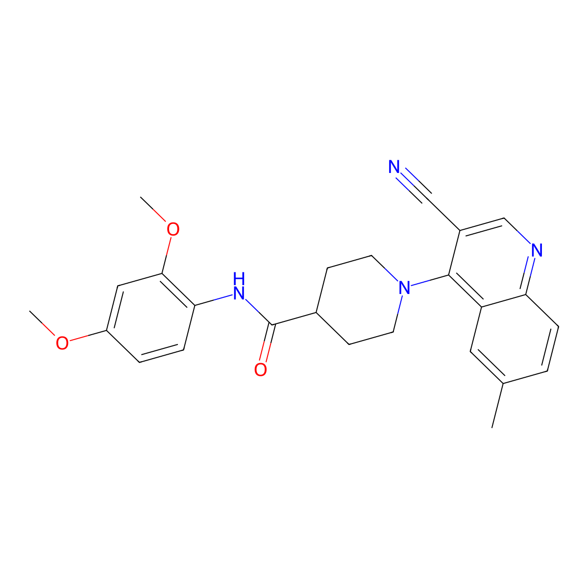 1-(3-cyano-6-methylquinolin-4-yl)-N-(2,4-dimethoxyphenyl)piperidine-4-carboxamide molecular structure, CAS 1206999-66-7