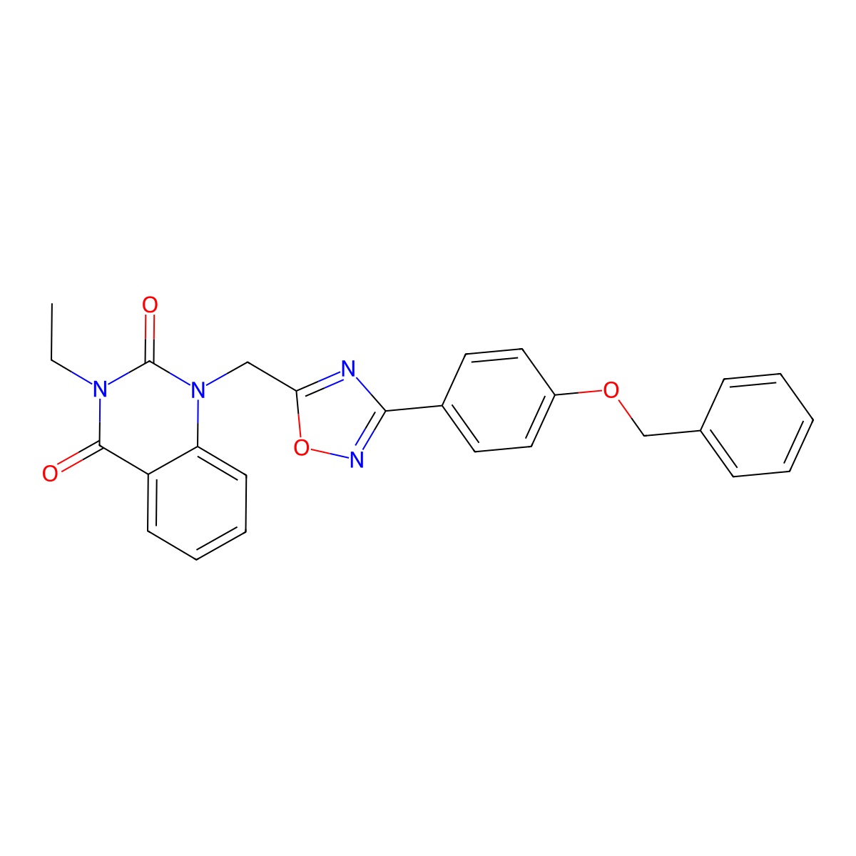 1-((3-(4-(benzyloxy)phenyl)-1,2,4-oxadiazol-5-yl)methyl)-3-ethylquinazoline-2,4(1H,3H)-dione molecular structure, CAS 1206999-67-8
