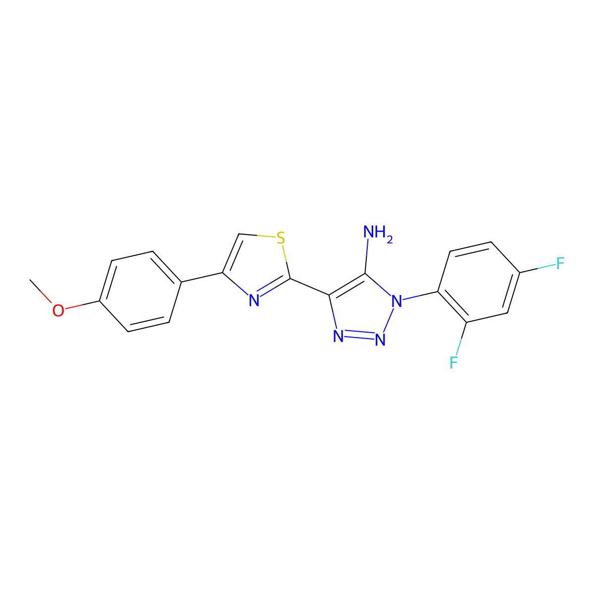 1-(2,4-difluorophenyl)-4-[4-(4-methoxyphenyl)-1,3-thiazol-2-yl]-1H-1,2,3-triazol-5-amine molecular structure, CAS 1206999-68-9