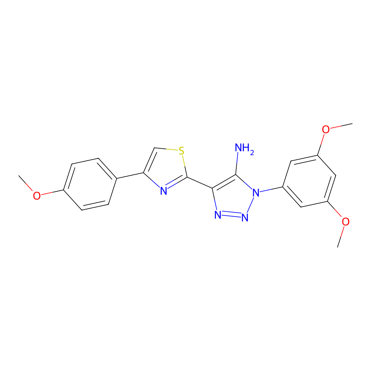 1-(3,5-dimethoxyphenyl)-4-[4-(4-methoxyphenyl)-1,3-thiazol-2-yl]-1H-1,2,3-triazol-5-amine molecular structure, CAS 1206999-71-4