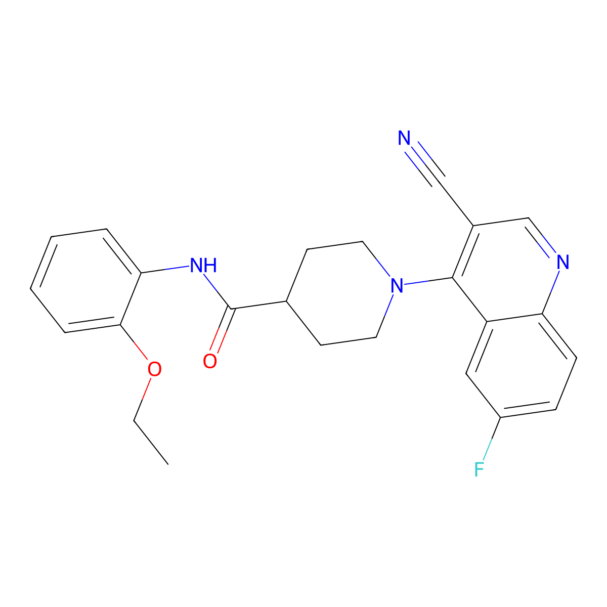 1-(3-cyano-6-fluoroquinolin-4-yl)-N-(2-ethoxyphenyl)piperidine-4-carboxamide molecular structure, CAS 1206999-73-6