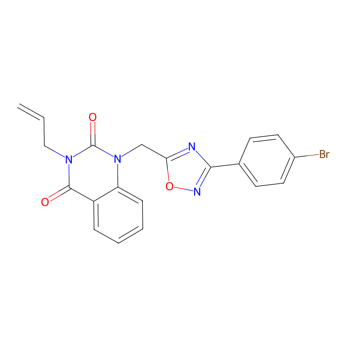 3-allyl-1-((3-(4-bromophenyl)-1,2,4-oxadiazol-5-yl)methyl)quinazoline-2,4(1H,3H)-dione molecular structure, CAS 1206999-77-0