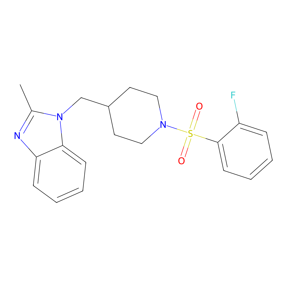 1-((1-((2-fluorophenyl)sulfonyl)piperidin-4-yl)methyl)-2-methyl-1H-benzo[d]imidazole molecular structure, CAS 1206999-83-8