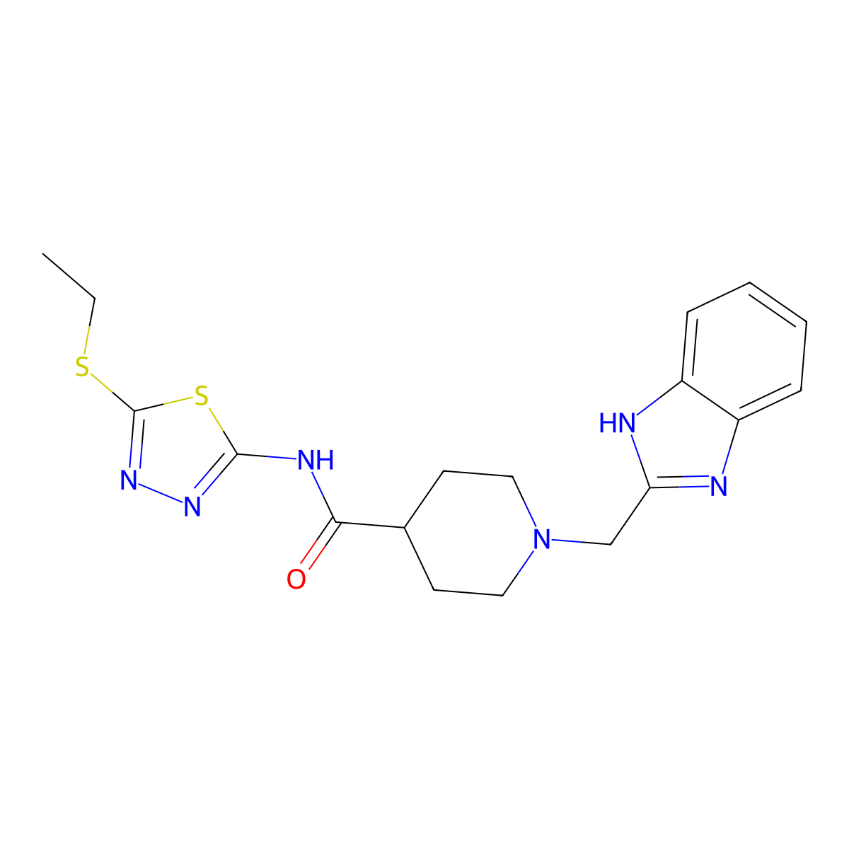 1-((1H-benzo[d]imidazol-2-yl)methyl)-N-(5-(ethylthio)-1,3,4-thiadiazol-2-yl)piperidine-4-carboxamide molecular structure, CAS 1206999-98-5