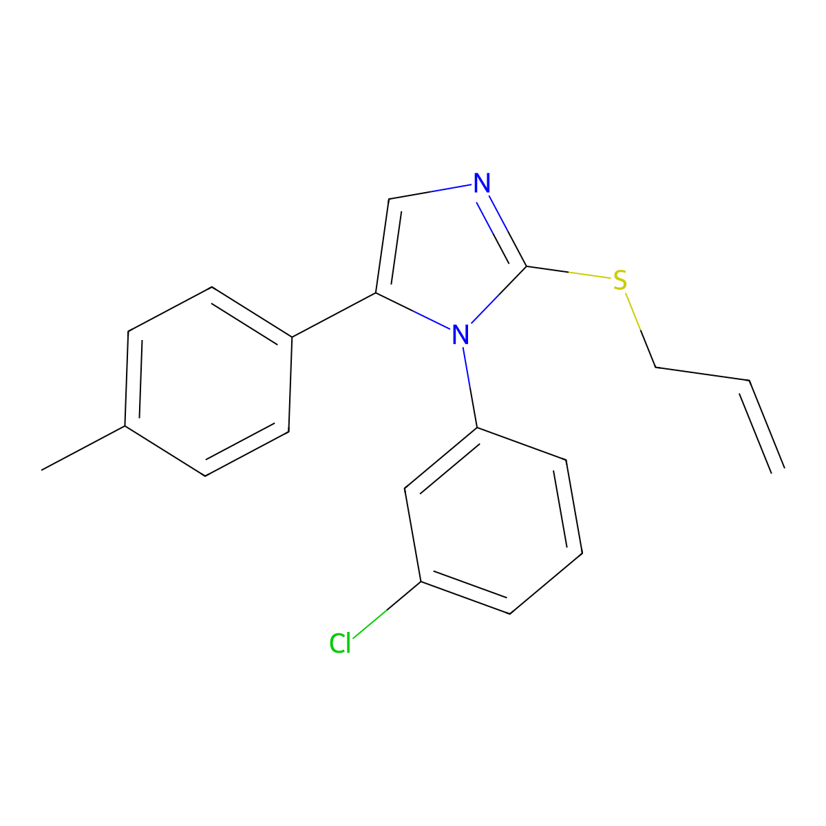 2-(allylthio)-1-(3-chlorophenyl)-5-(p-tolyl)-1H-imidazole molecular structure, CAS 1207000-00-7