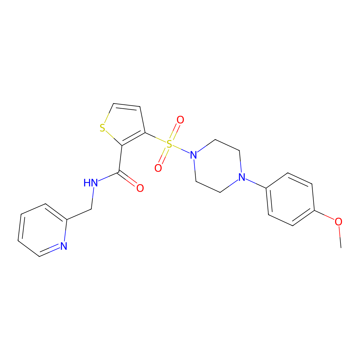 3-((4-(4-methoxyphenyl)piperazin-1-yl)sulfonyl)-N-(pyridin-2-ylmethyl)thiophene-2-carboxamide molecular structure, CAS 1207000-05-2