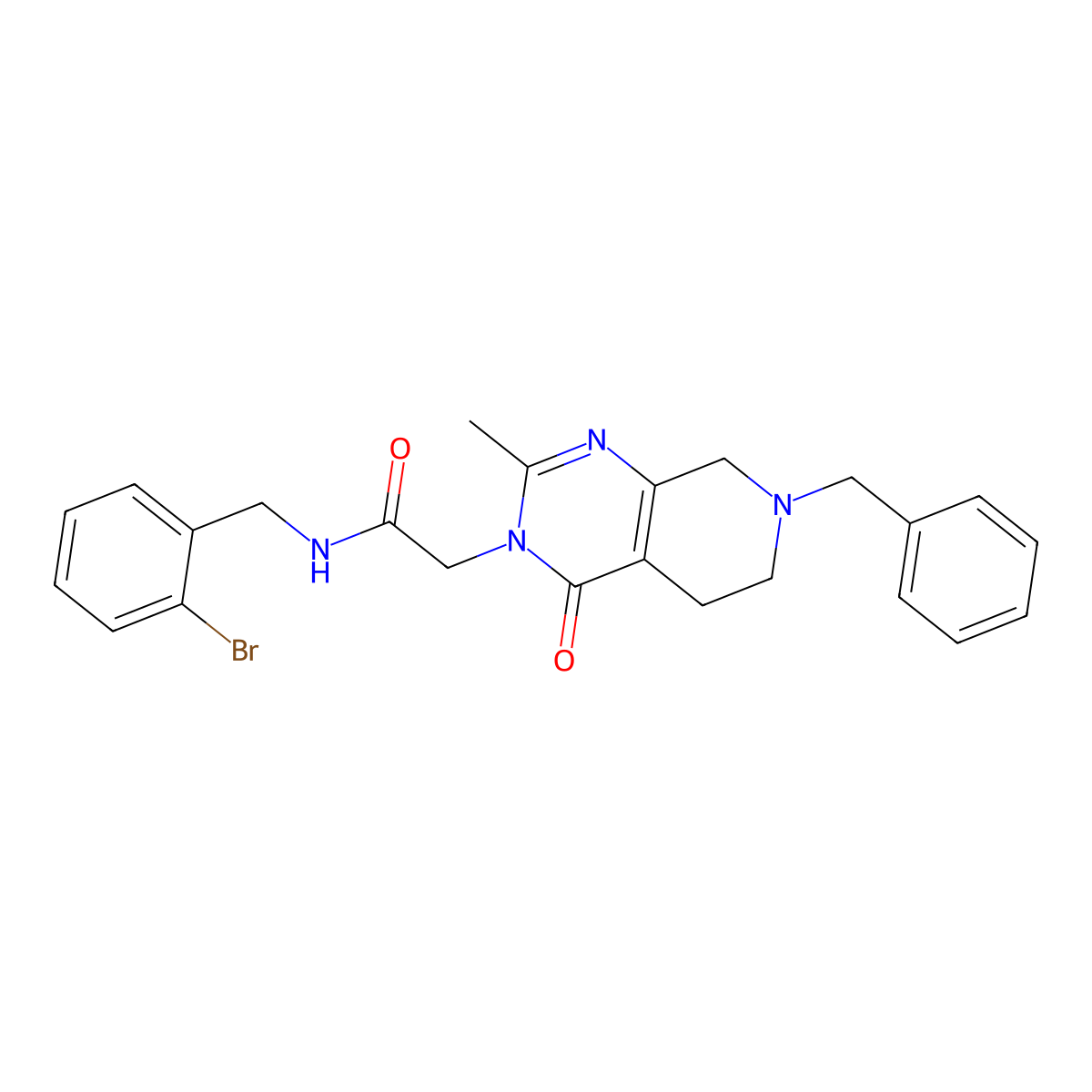 2-{7-benzyl-2-methyl-4-oxo-3H,4H,5H,6H,7H,8H-pyrido[3,4-d]pyrimidin-3-yl}-N-[(2-bromophenyl)methyl]acetamide molecular structure, CAS 1207000-06-3