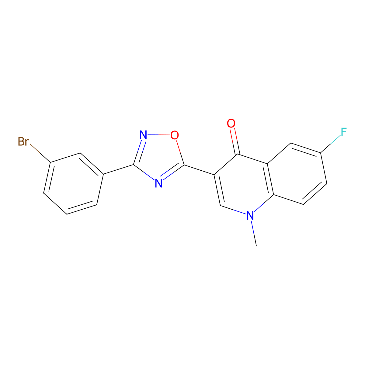 3-(3-(3-bromophenyl)-1,2,4-oxadiazol-5-yl)-6-fluoro-1-methylquinolin-4(1H)-one molecular structure, CAS 1207000-08-5