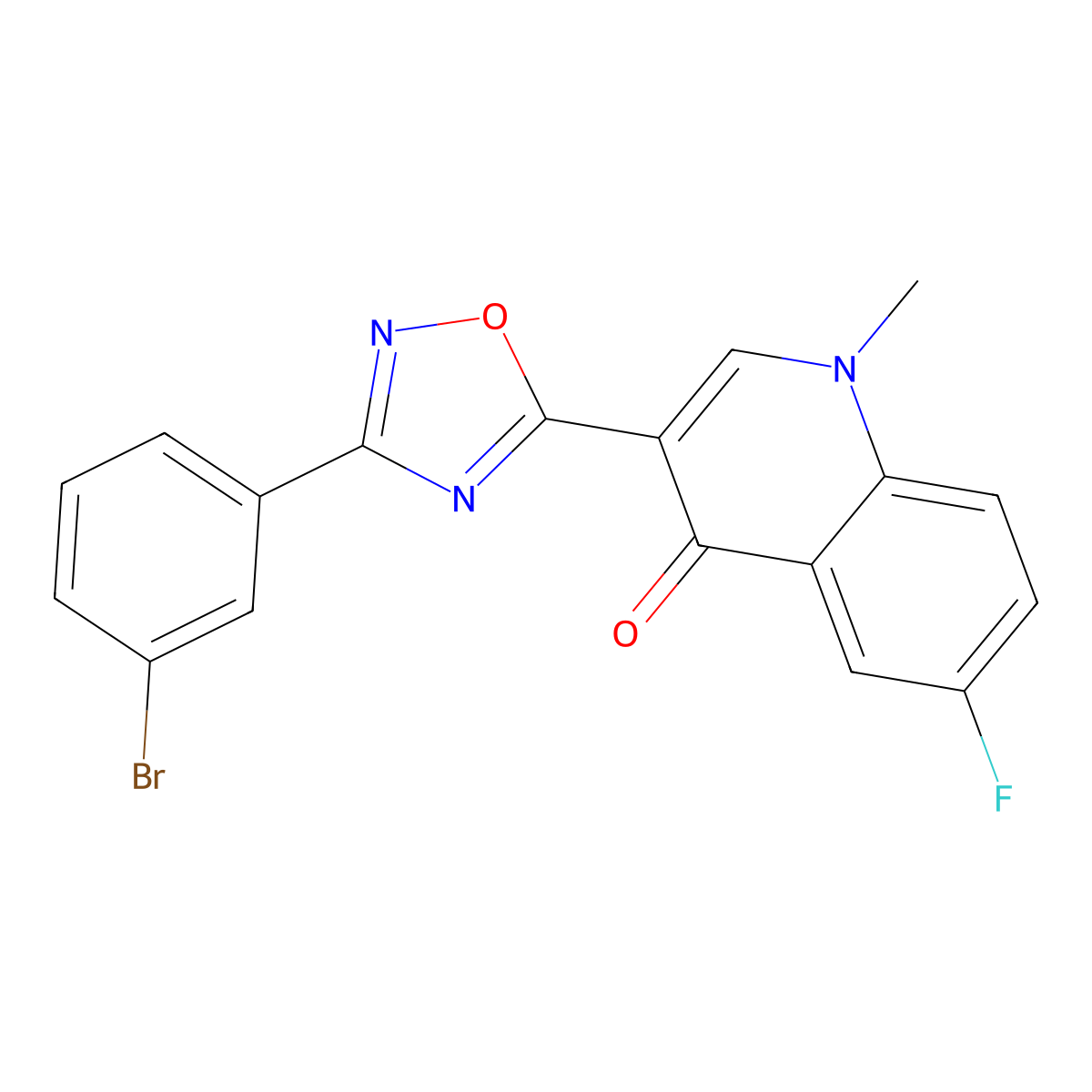 3-(3-(3-bromophenyl)-1,2,4-oxadiazol-5-yl)-6-fluoro-1-methylquinolin-4(1H)-one molecular structure, CAS 1207000-08-5