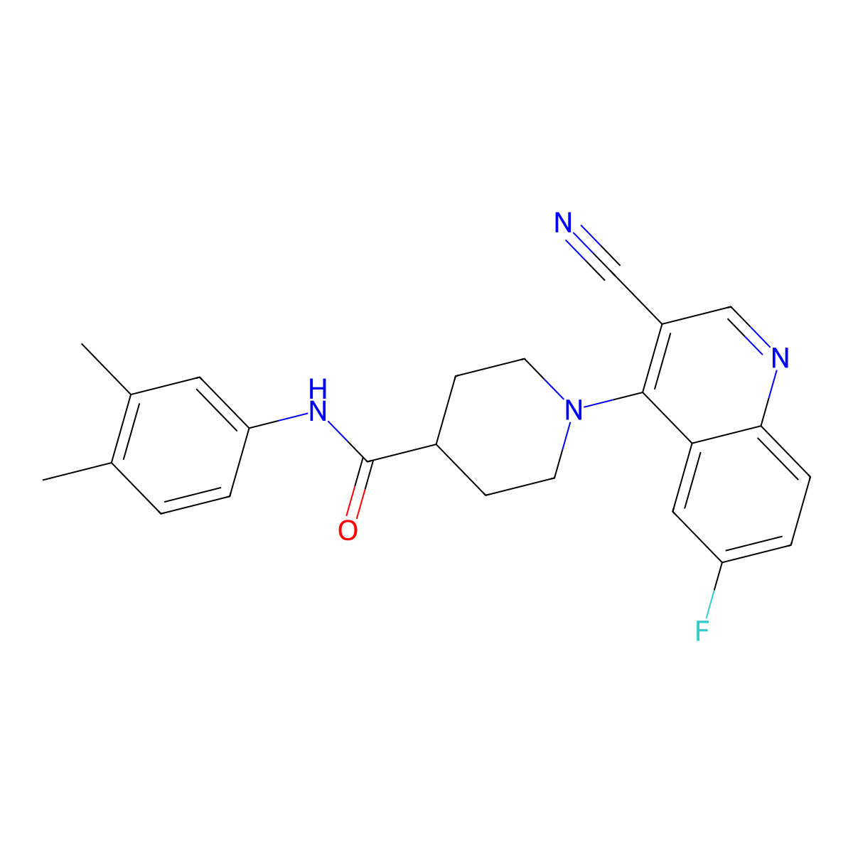 1-(3-cyano-6-fluoroquinolin-4-yl)-N-(3,4-dimethylphenyl)piperidine-4-carboxamide molecular structure, CAS 1207000-19-8