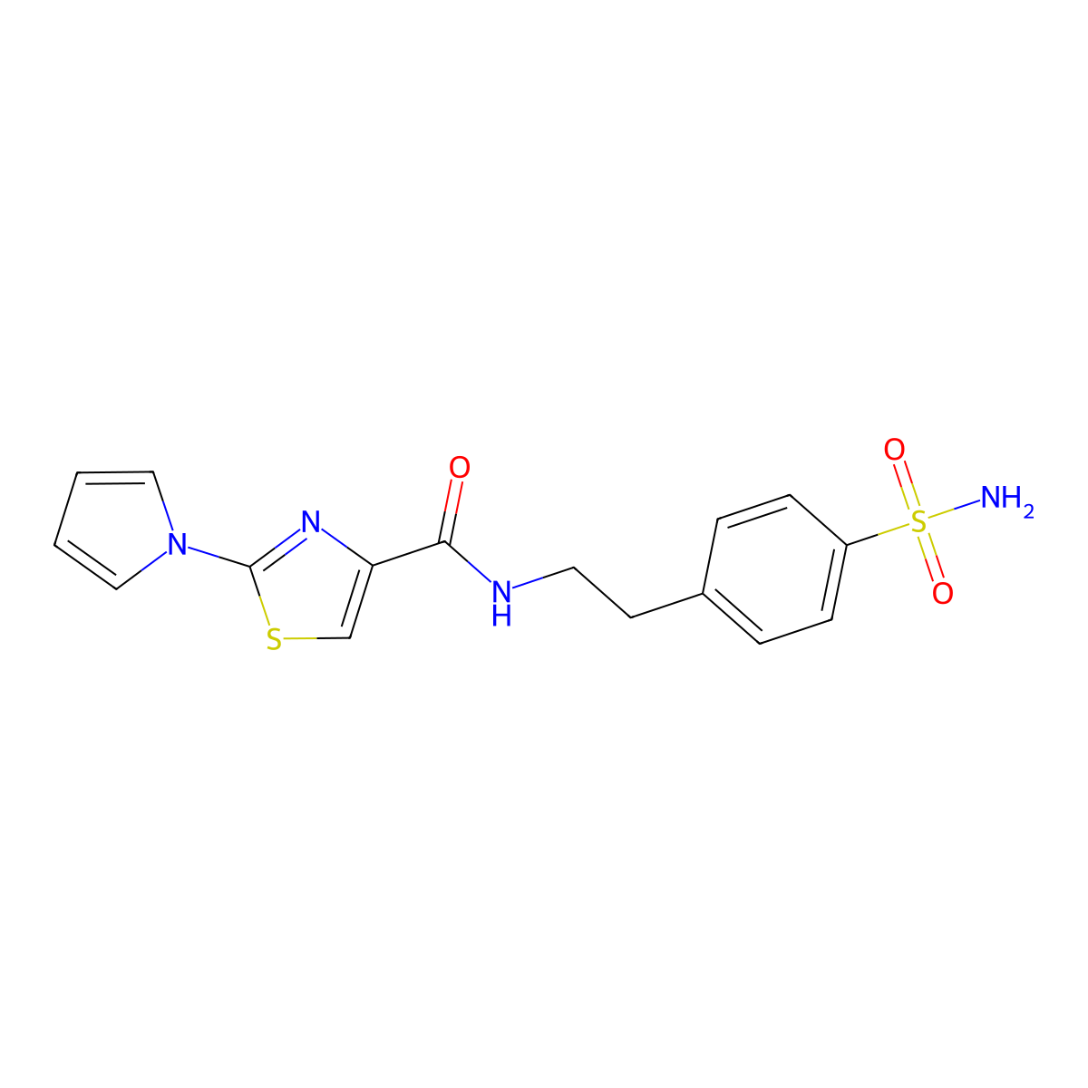2-(1H-pyrrol-1-yl)-N-(4-sulfamoylphenethyl)thiazole-4-carboxamide molecular structure, CAS 1207000-22-3